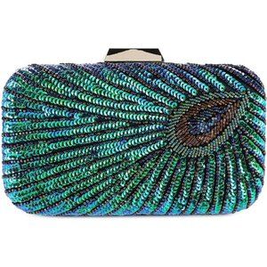 Beaded Sequin Peacock Evening Clutch Bags Party Wedding Purse